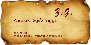 Zacsek Gyöngyi névjegykártya